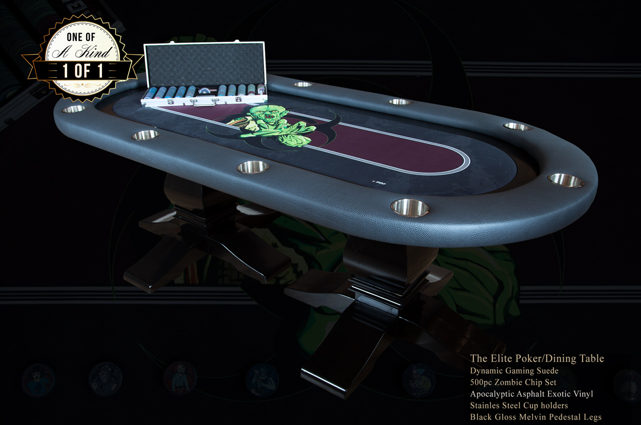 "The Undead" iShowroom Custom Elite Poker Game Table W/ "No Brainer" 500 Pc. Chip Set (1)