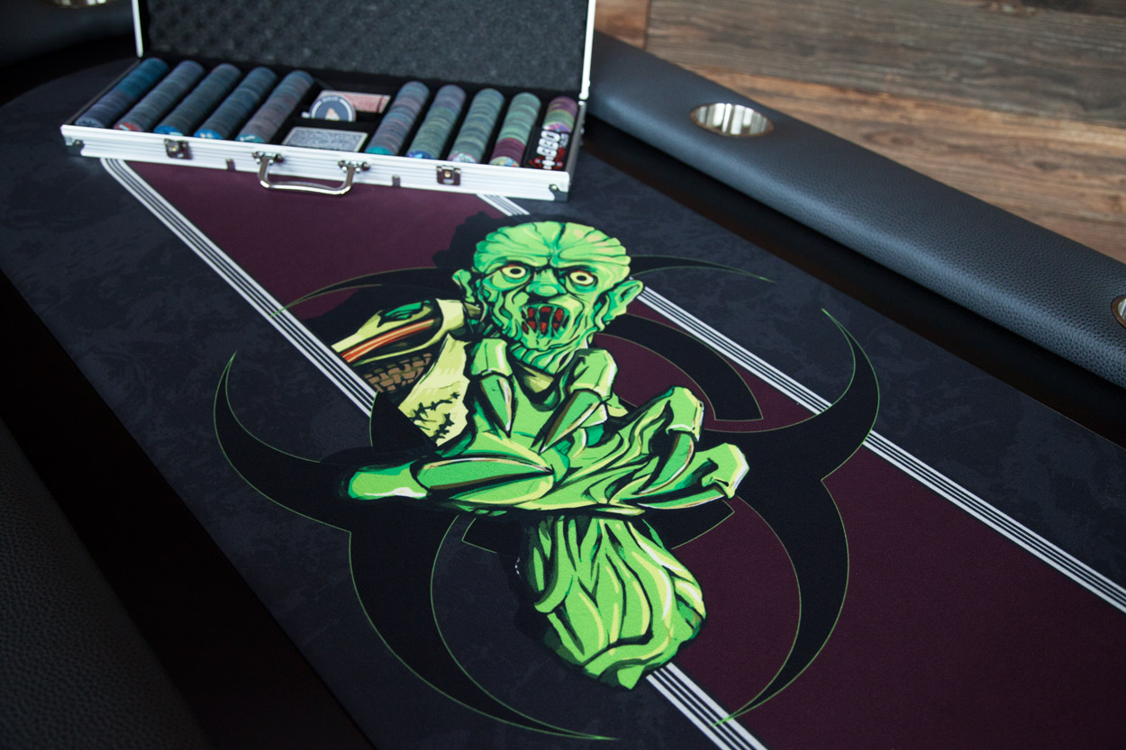 "The Undead" iShowroom Custom Elite Poker Game Table W/ "No Brainer" 500 Pc. Chip Set (5)