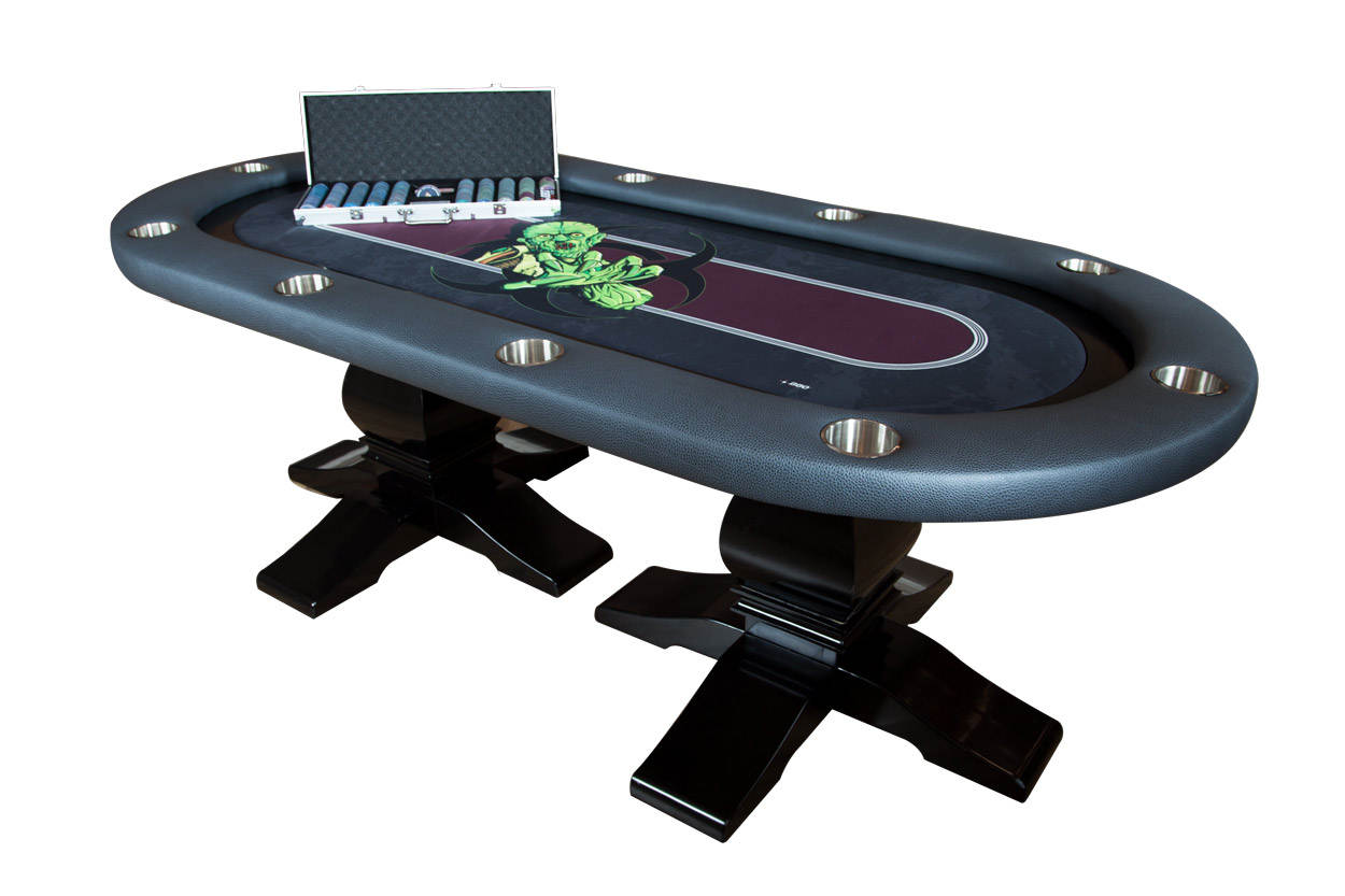 "The Undead" iShowroom Custom Elite Poker Game Table W/ "No Brainer" 500 Pc. Chip Set